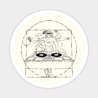 Funny Vitruvian Man DJ Disc Jockey Magnet